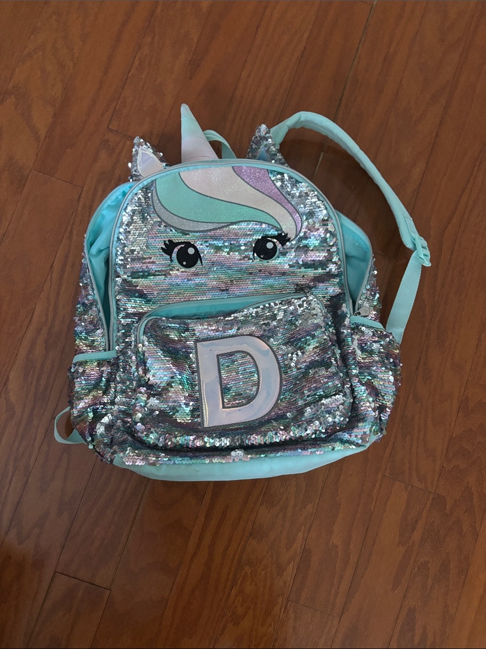 Justice Sequin Unicorn Backpack - Aqua & Silver